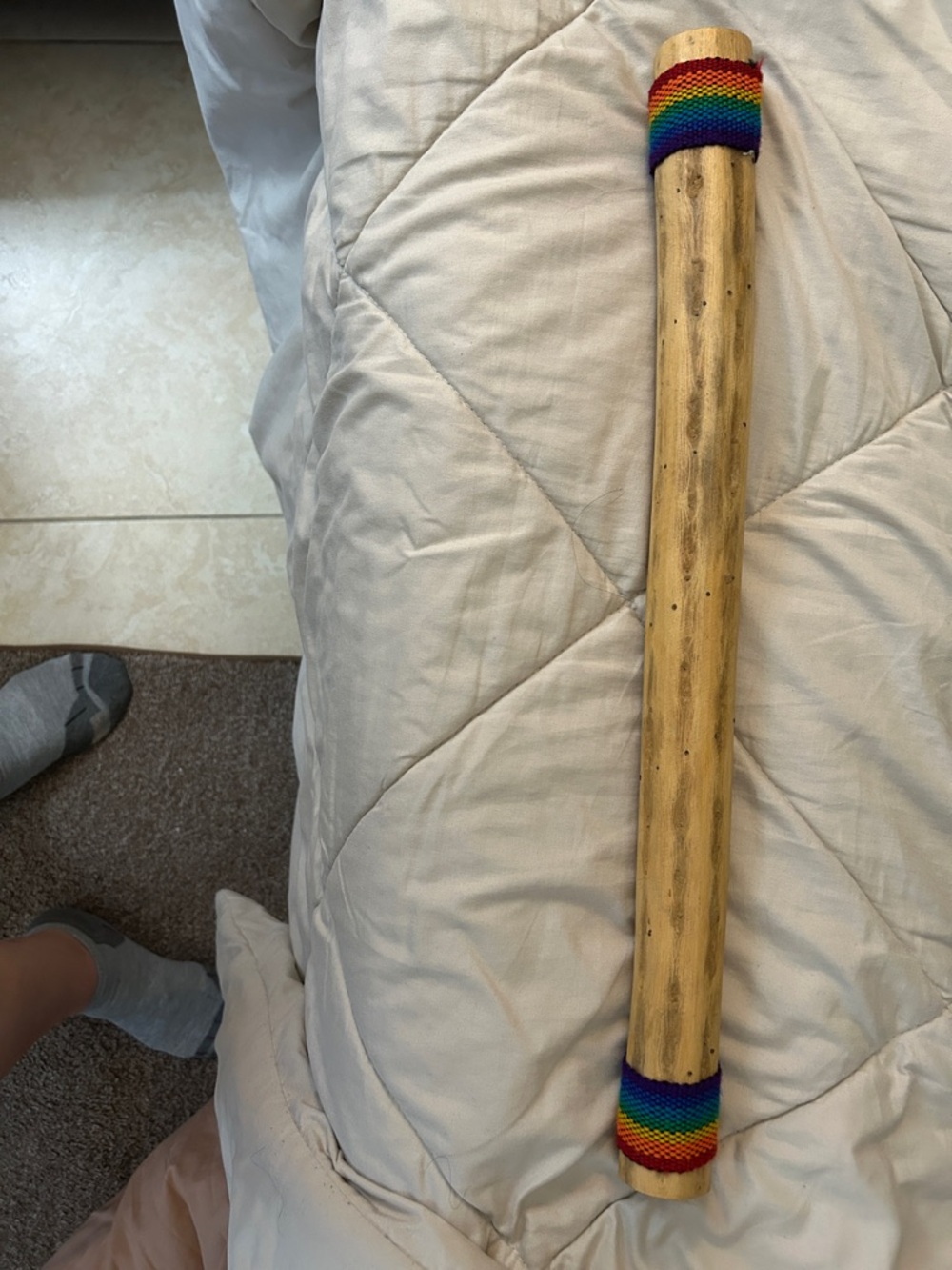 New Peruvian Cactus Rainstick-15 inches with Rainbow Grip Ends